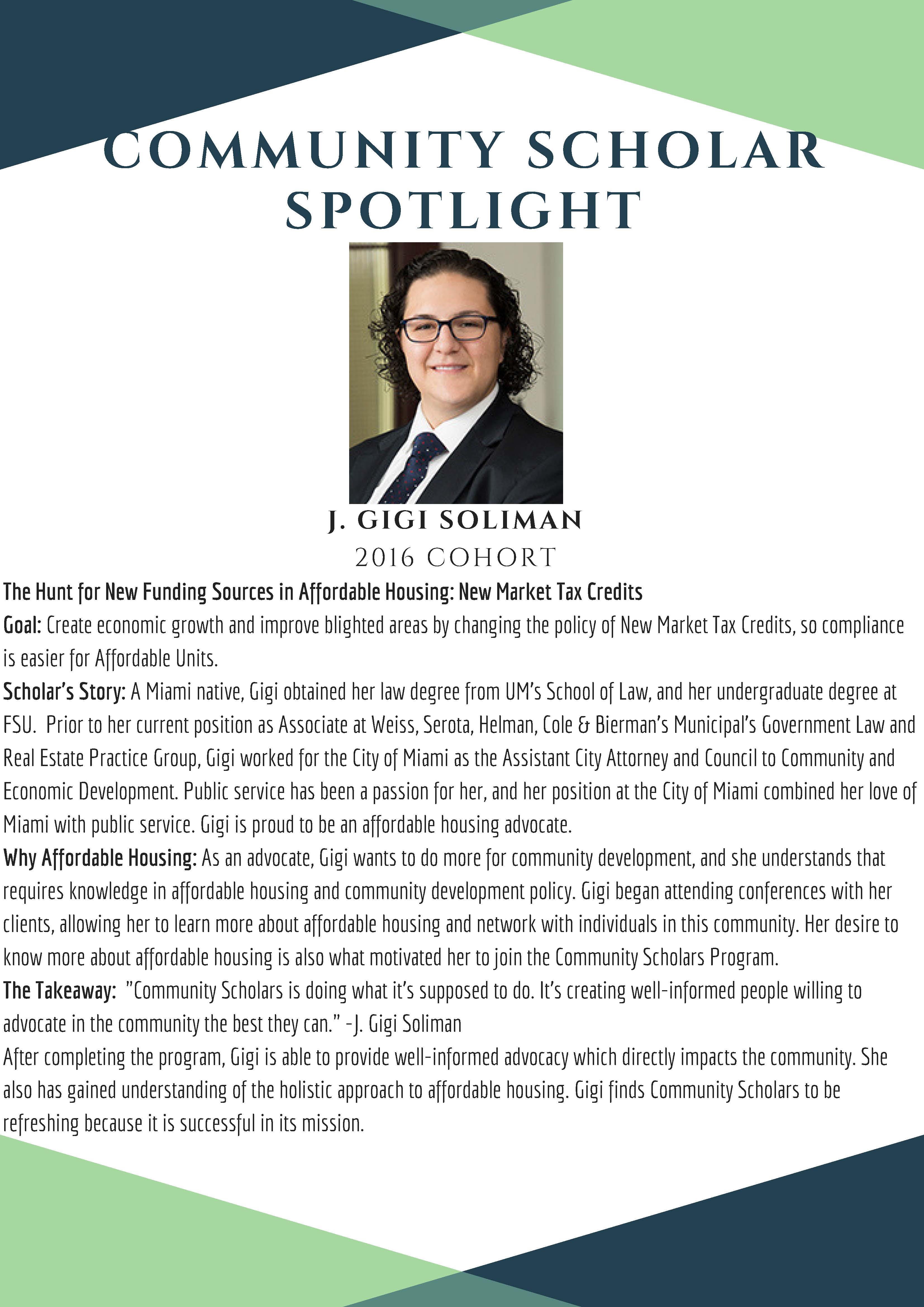 J Gigi Soliman Community Scholar Spotlight